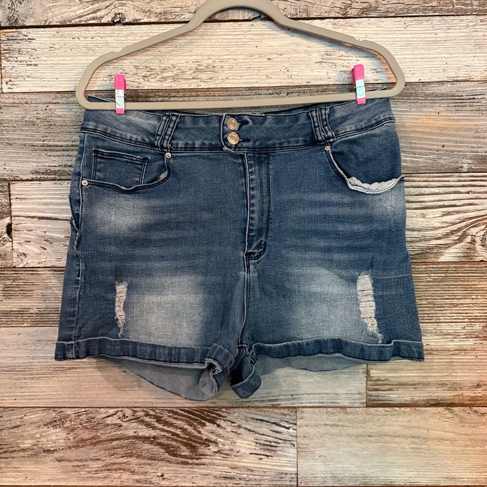 Classic Blue Distressed Women's Jean Shorts